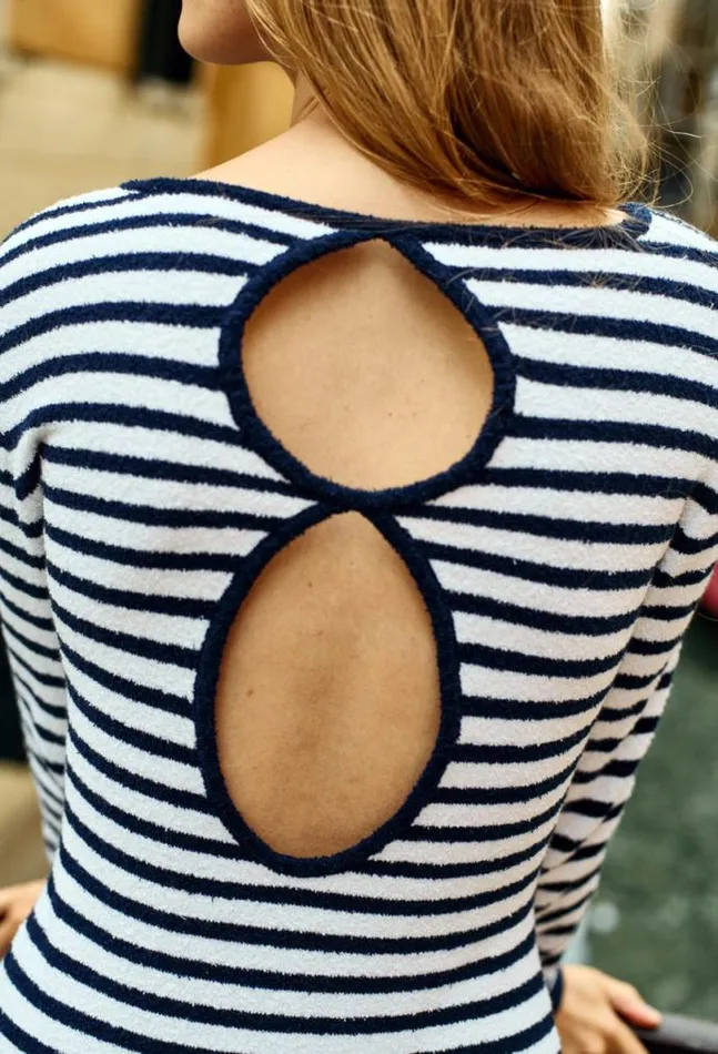 Ciao Lucia Sabine Navy White Stripe Midi Knit Dress PreOrder Women Long Dresses
