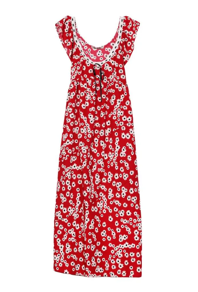 Ciao Lucia Violette Peony Print Cap Sleeved Midi Dress Women Evening Dresses