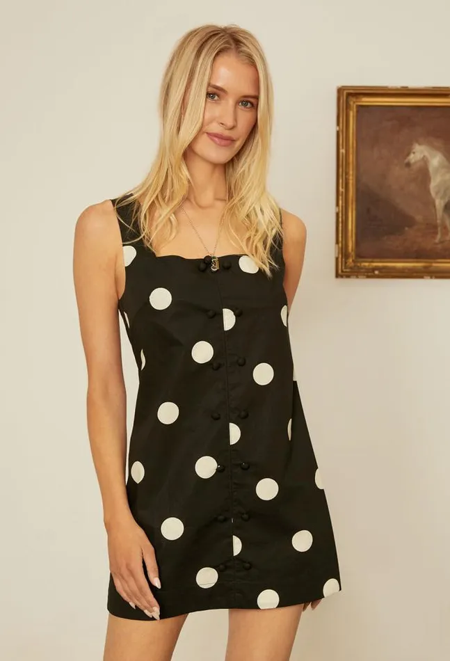 Ciao Lucia Virginie Polka Dot Mini Shift Dress Women Mini Dresses