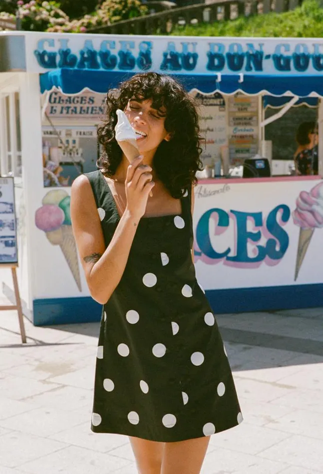 Ciao Lucia Virginie Polka Dot Mini Shift Dress Women Mini Dresses