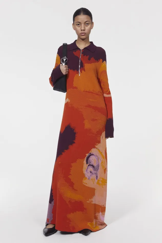 Clemins Art Knitted Dress Flame Multi Women Rodebjer Knitwear