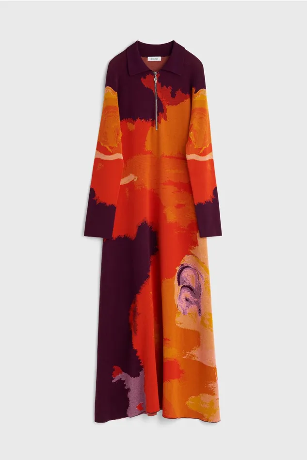 Clemins Art Knitted Dress Flame Multi Women Rodebjer Knitwear