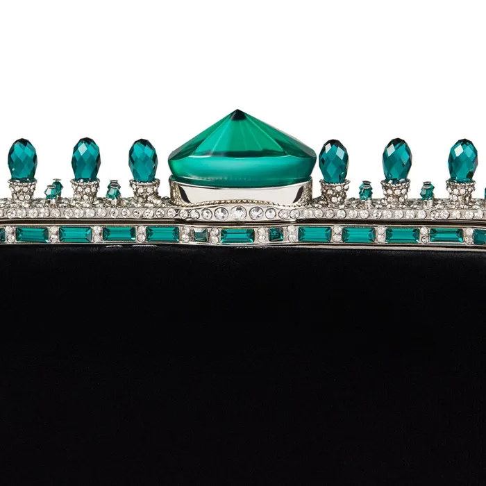 Cloud Black Velvet Clutch Bag With Dark Green Crown Jewels Blackdark Green Women JIMMY CHOO Clutch Bags