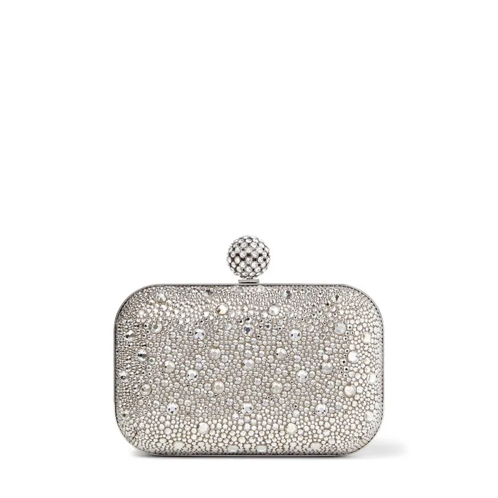 Cloud Nude Shimmer Suede Clutch Bag With Hotfix And CrystalEncrusted Sphere Clasp Nudecrystal Women JIMMY CHOO Clutch Bags Cloud Nude Shimmer Suede Clutch Bag With Hotfix And CrystalEncrusted Sphere Clasp Nudecrystal Women JIMMY CHOO Clutch Bags