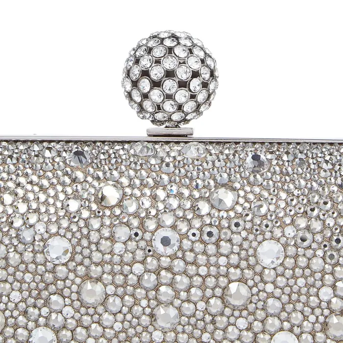 Cloud Nude Shimmer Suede Clutch Bag With Hotfix And CrystalEncrusted Sphere Clasp Nudecrystal Women JIMMY CHOO Clutch Bags
