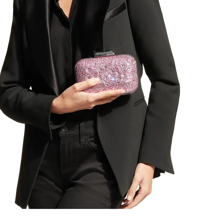Cloud Rose Mix Suede And Crystal Covered Clutch Bag Rose Mix Women JIMMY CHOO Clutch Bags