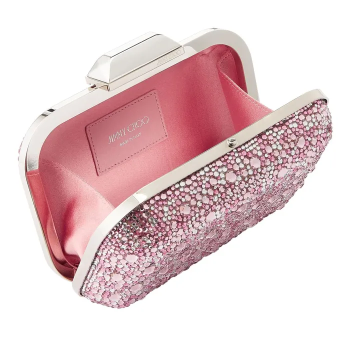 Cloud Rose Mix Suede And Crystal Covered Clutch Bag Rose Mix Women JIMMY CHOO Clutch Bags