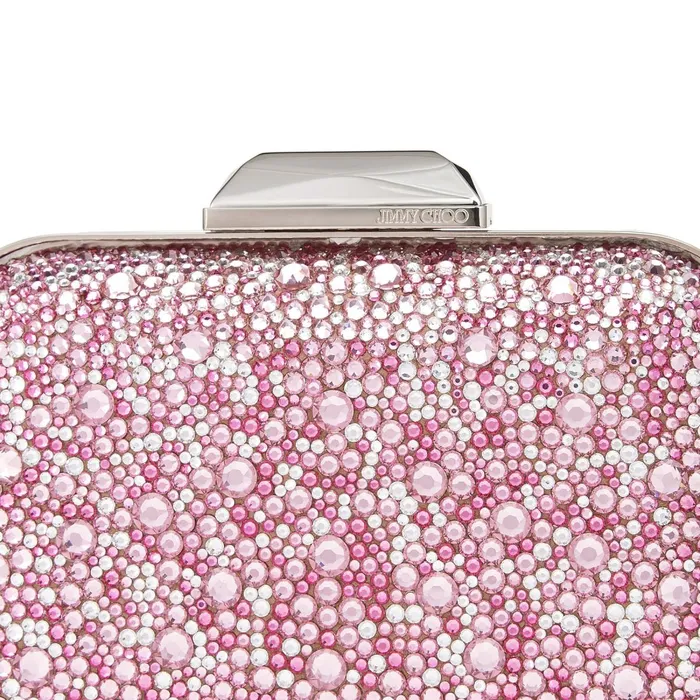Cloud Rose Mix Suede And Crystal Covered Clutch Bag Rose Mix Women JIMMY CHOO Clutch Bags