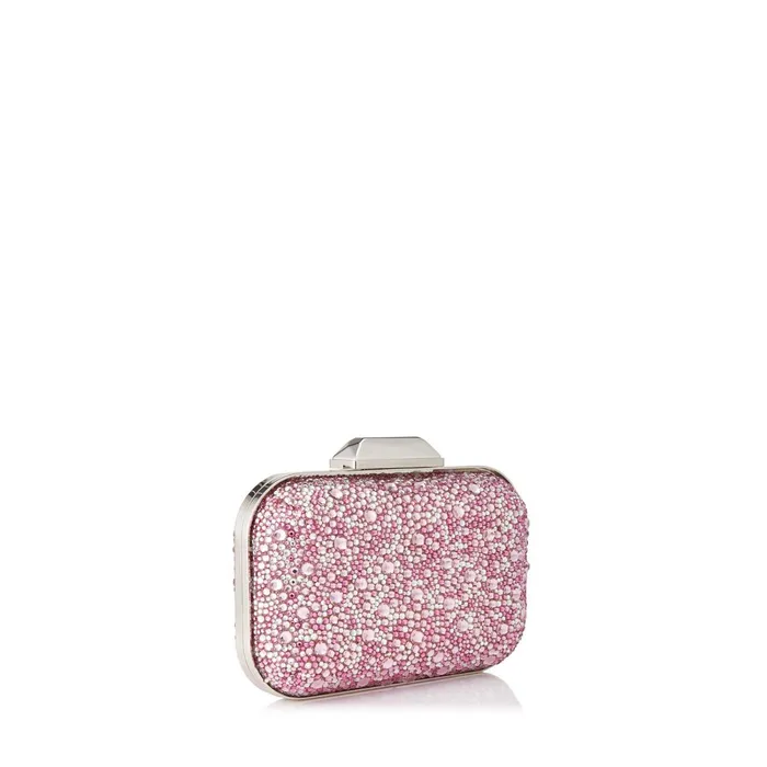 Cloud Rose Mix Suede And Crystal Covered Clutch Bag Rose Mix Women JIMMY CHOO Clutch Bags