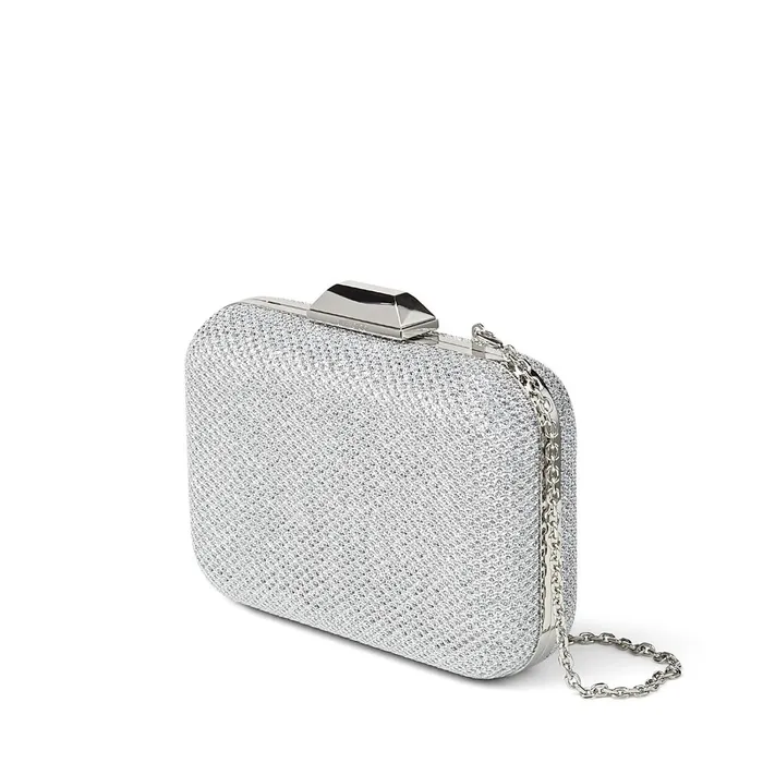 CloudXl Silver Metallic Fabric Clutch Bag With Metal Clasp Silver Women JIMMY CHOO Clutch Bags