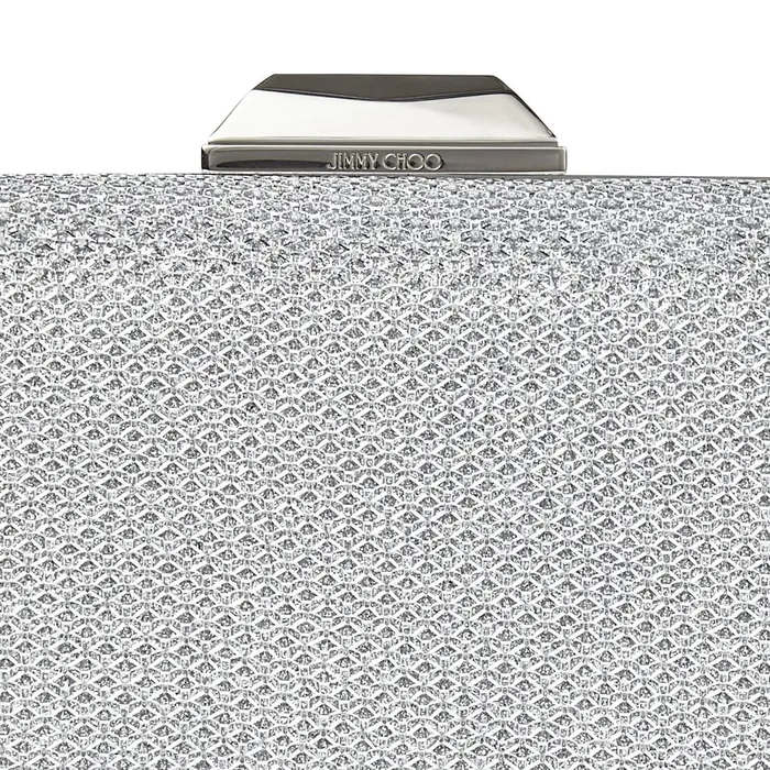 CloudXl Silver Metallic Fabric Clutch Bag With Metal Clasp Silver Women JIMMY CHOO Clutch Bags
