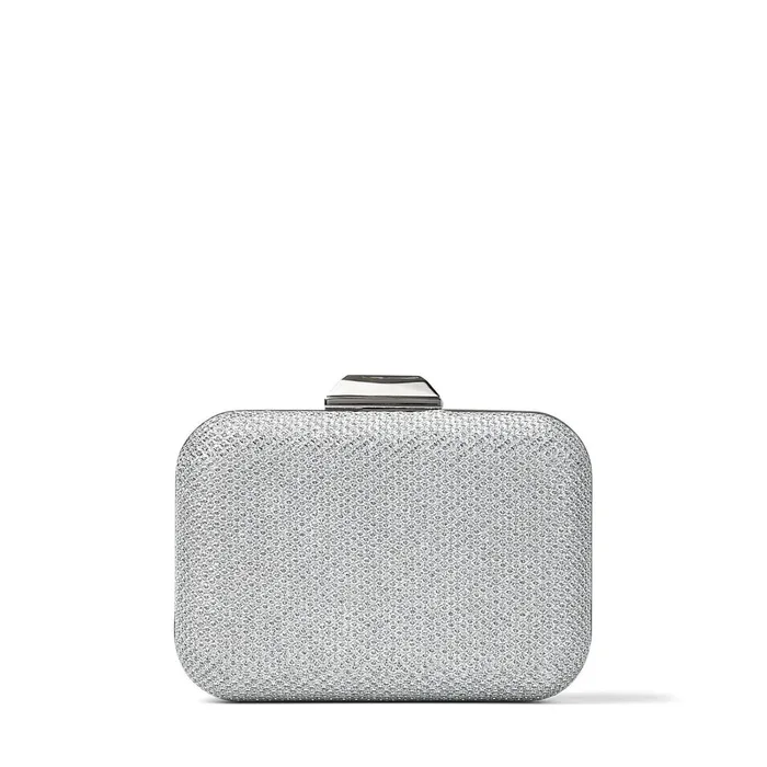 CloudXl Silver Metallic Fabric Clutch Bag With Metal Clasp Silver Women JIMMY CHOO Clutch Bags