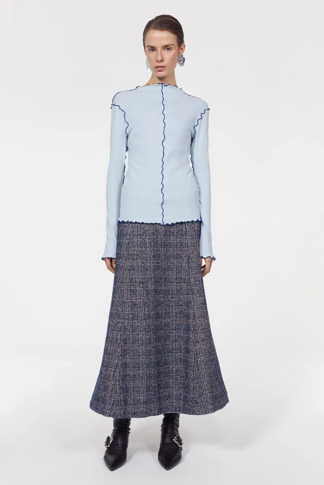 Columbina Rib Jersey Top Fog Blue Women Rodebjer Tops