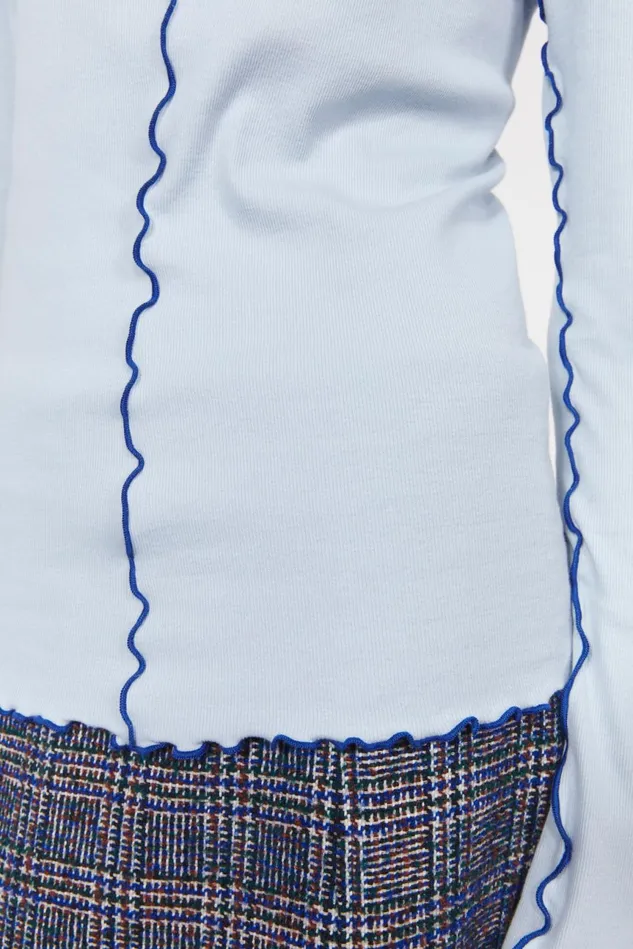 Columbina Rib Jersey Top Fog Blue Women Rodebjer Tops