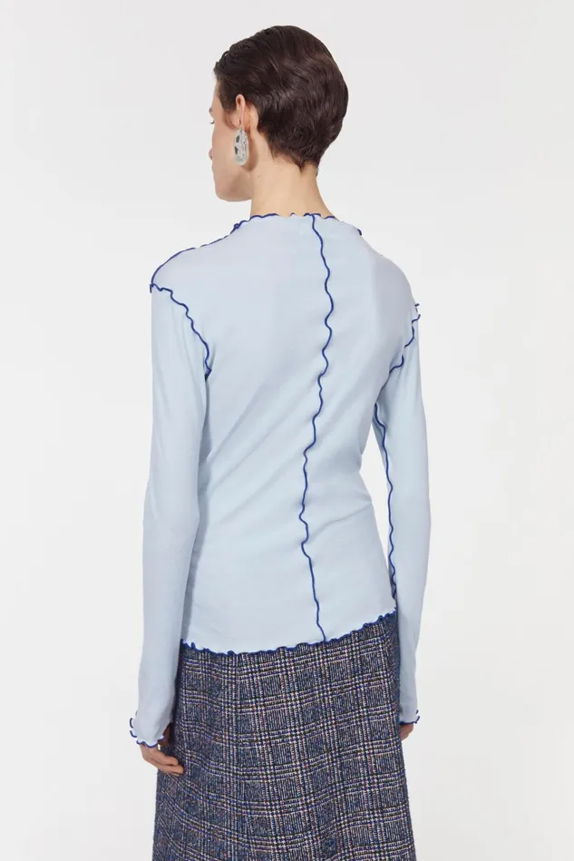 Columbina Rib Jersey Top Fog Blue Women Rodebjer Tops
