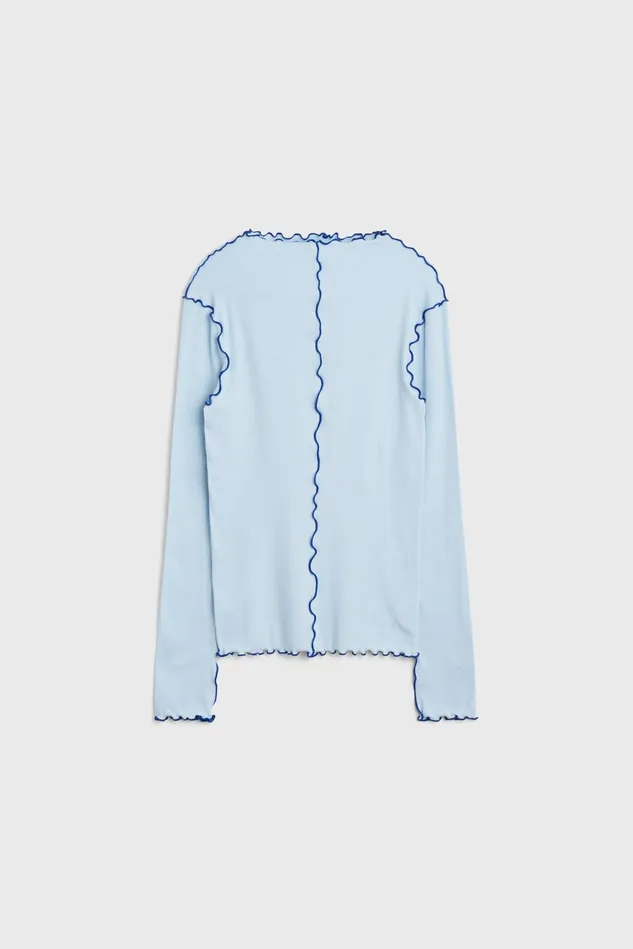 Columbina Rib Jersey Top Fog Blue Women Rodebjer Tops