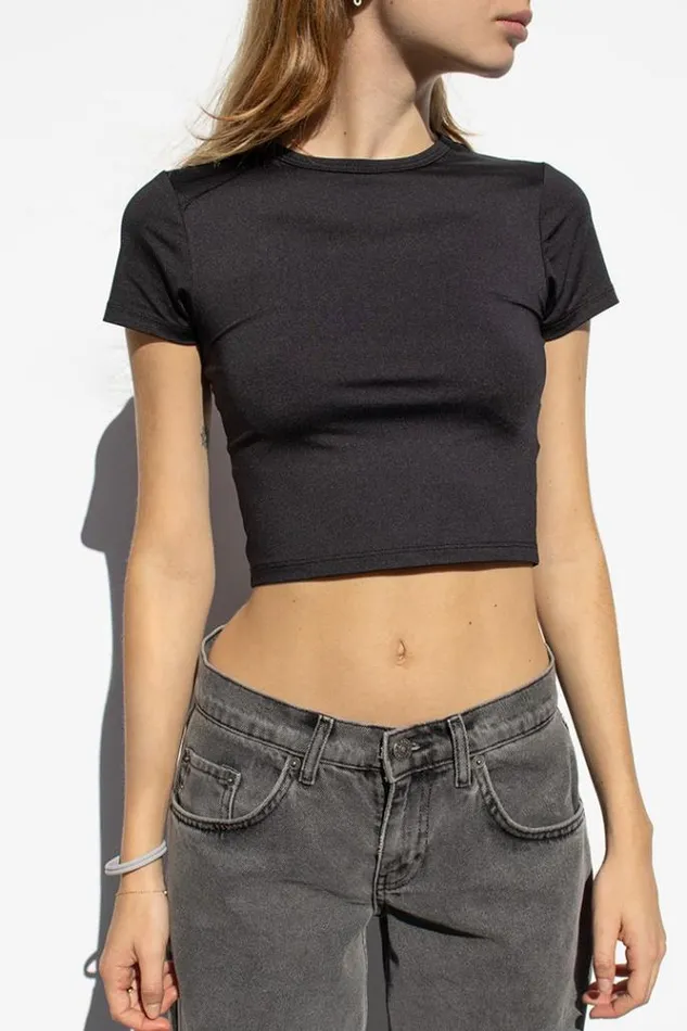 Crew Neck Cropped TShirt Women Subdued Tees