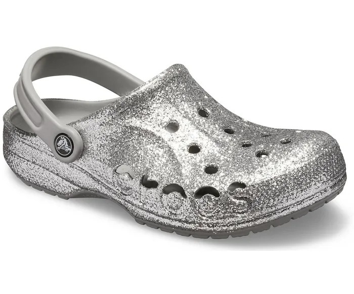 Crocs Clogs Womens Baya Glitter Clog Silver For Sale