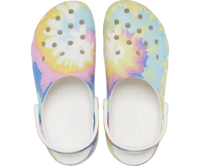 Crocs Clogs Womens Classic Platform TieDye Graphic Clog White Multi Popular