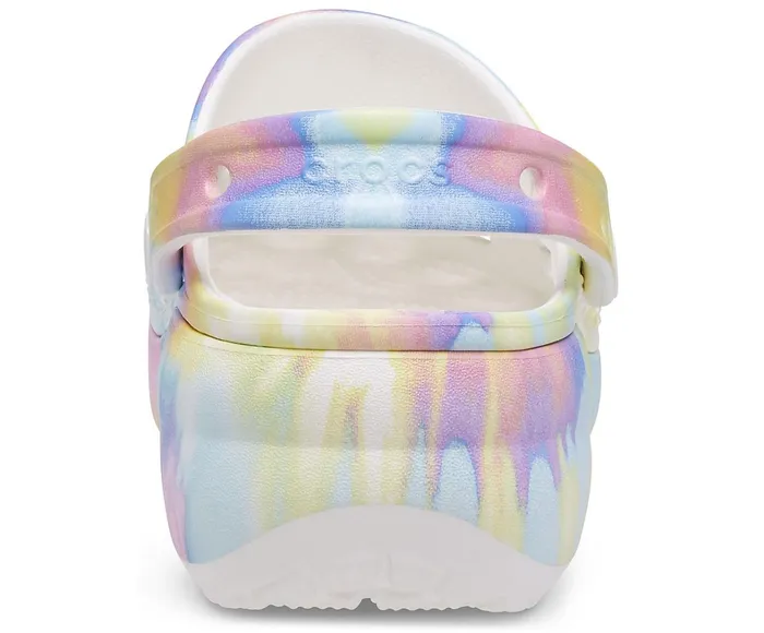 Crocs Clogs Womens Classic Platform TieDye Graphic Clog White Multi Popular