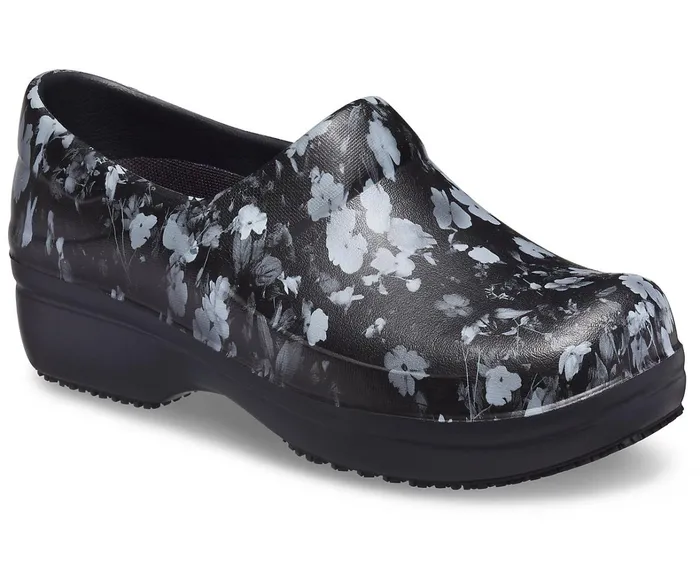 Crocs Clogs Womens Neria Pro II Graphic Clog White Black Floral Cheap On Sale