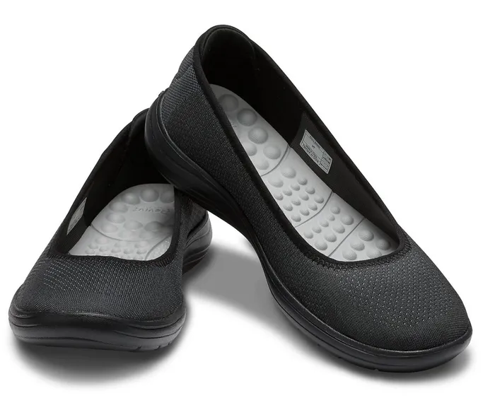Crocs Flats Womens Crocs Reviva Flat Black Black For Sale