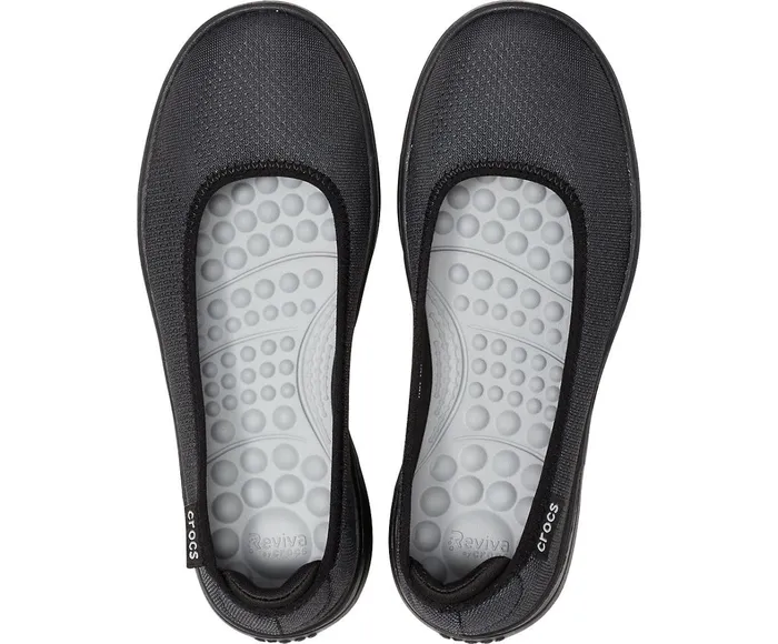 Crocs Flats Womens Crocs Reviva Flat Black Black For Sale