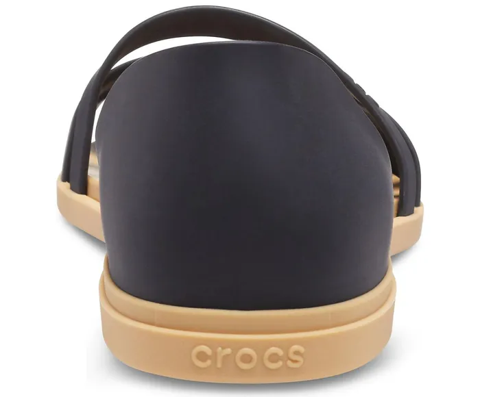 Crocs Flats Womens Crocs Tulum Open Flat Black Tan For Sale