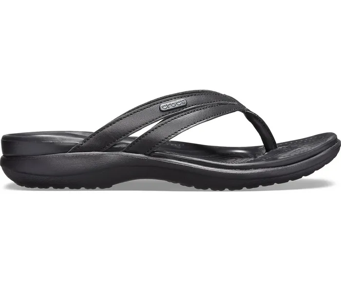 Crocs FlipFlops Womens Capri Basic Strappy Flip Black Black Gift for Friend