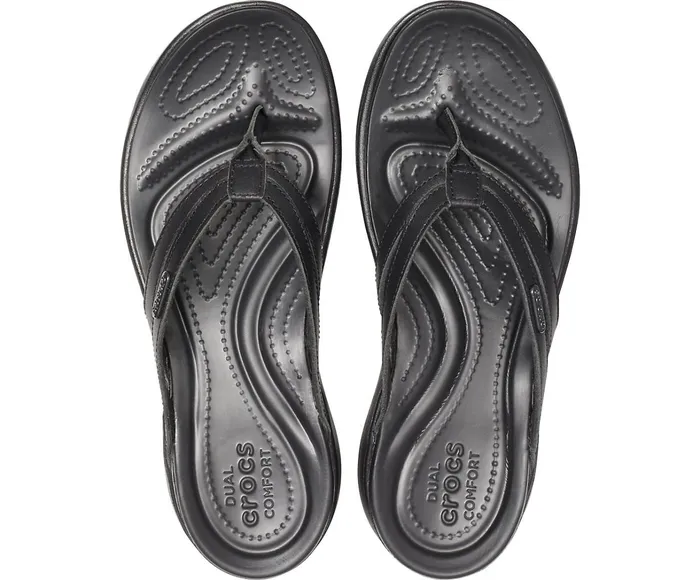 Crocs FlipFlops Womens Capri Basic Strappy Flip Black Black Gift for Friend