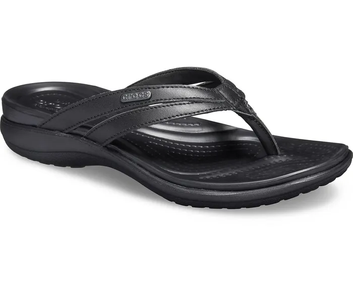 Crocs FlipFlops Womens Capri Basic Strappy Flip Black Black Gift for Friend