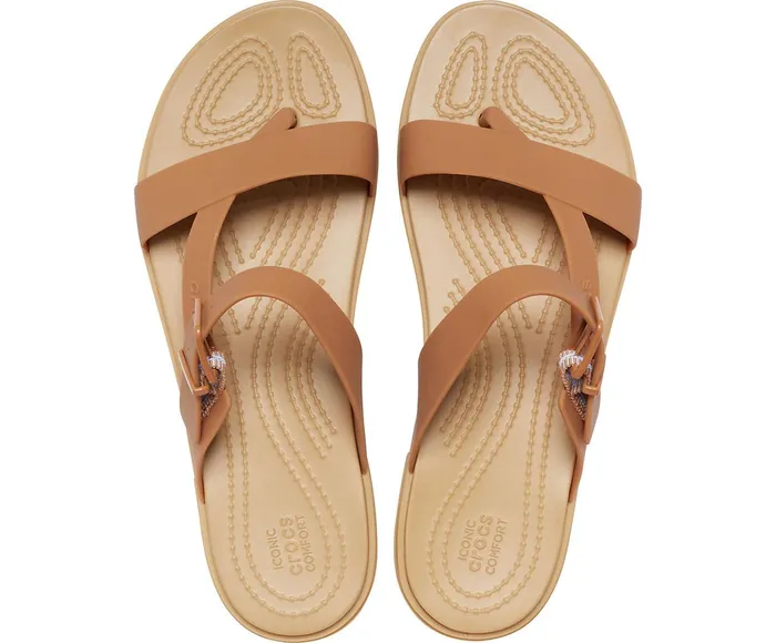 Crocs FlipFlops Womens Crocs Tulum Toe Post Sandal Dark Gold Casaul