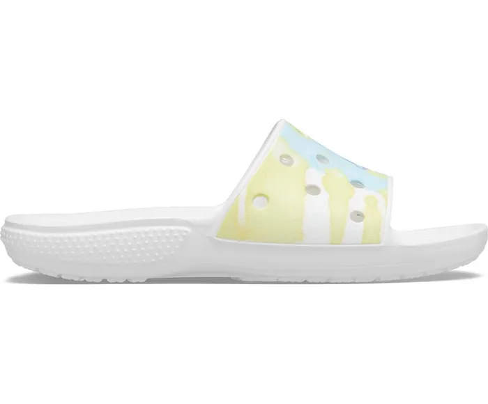 Crocs Sandals Mens Classic Crocs TieDye Graphic Slide White Multi Popular