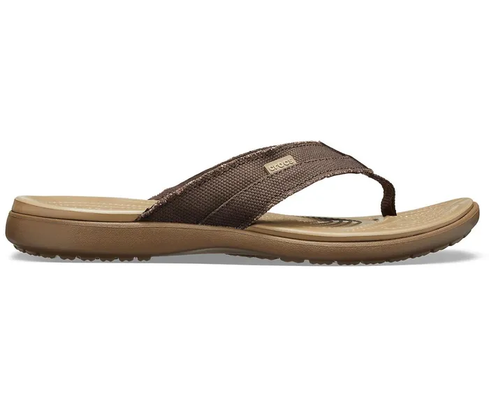 Crocs Sandals Mens Santa Cruz Canvas Flip Espresso Khaki Gift 4 You
