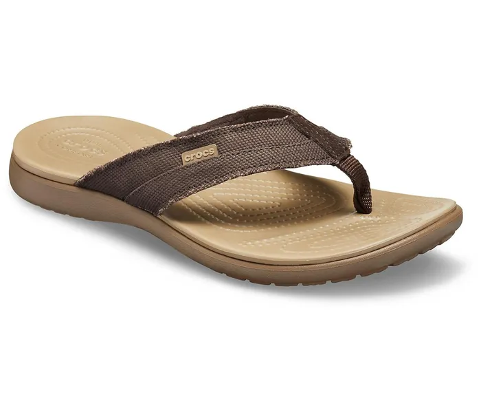 Crocs Sandals Mens Santa Cruz Canvas Flip Espresso Khaki Gift 4 You