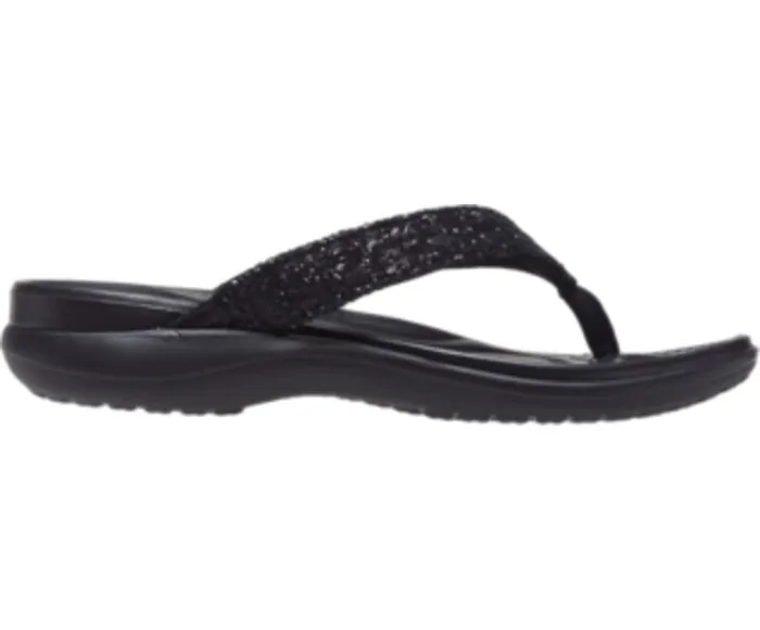 Crocs Sandals Womens Capri V Glitter Flip Black Gift 4 You