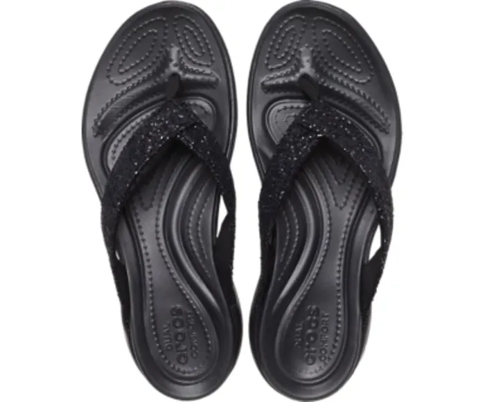 Crocs Sandals Womens Capri V Glitter Flip Black Gift 4 You