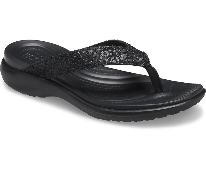 Crocs Sandals Womens Capri V Glitter Flip Black Gift 4 You