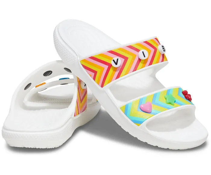 Crocs Sandals Womens Classic Crocs Festival Vibes Sandal White Multi Gift for Friend