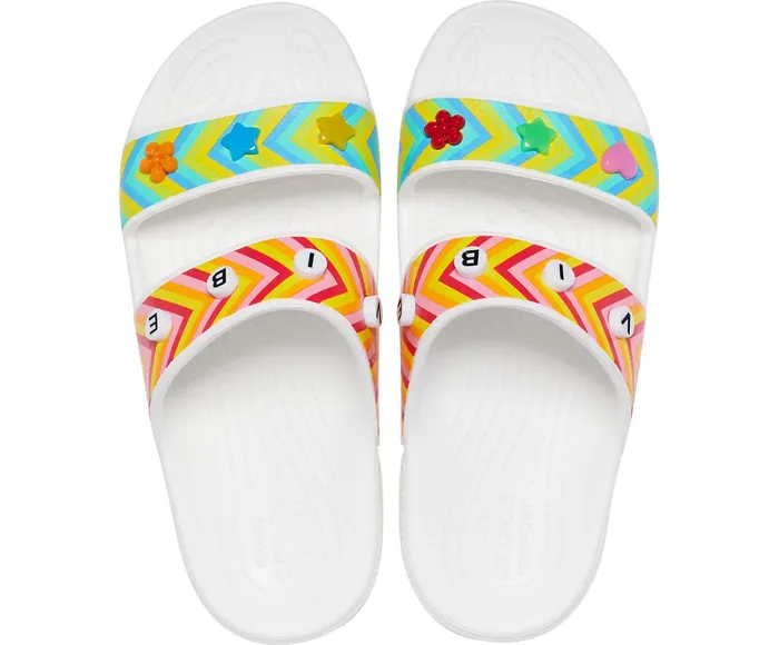 Crocs Sandals Womens Classic Crocs Festival Vibes Sandal White Multi Gift for Friend