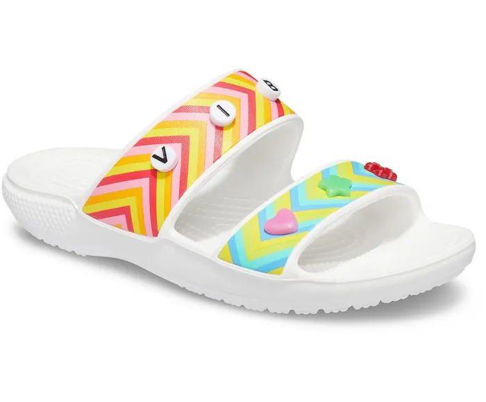 Crocs Sandals Womens Classic Crocs Festival Vibes Sandal White Multi Gift for Friend