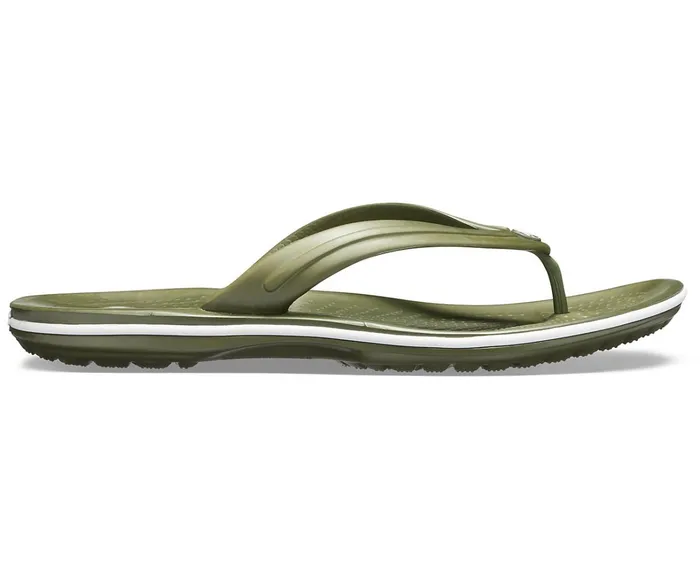 Crocs Sandals Womens Crocband Flip Army Green White Popular