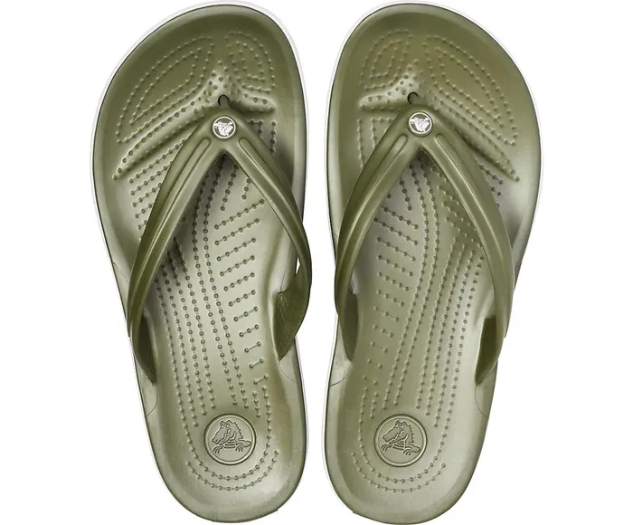 Crocs Sandals Womens Crocband Flip Army Green White Popular