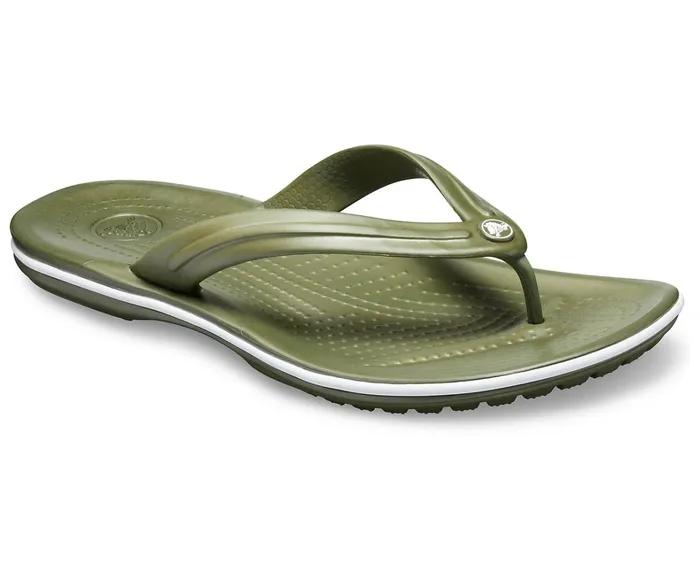 Crocs Sandals Womens Crocband Flip Army Green White Popular