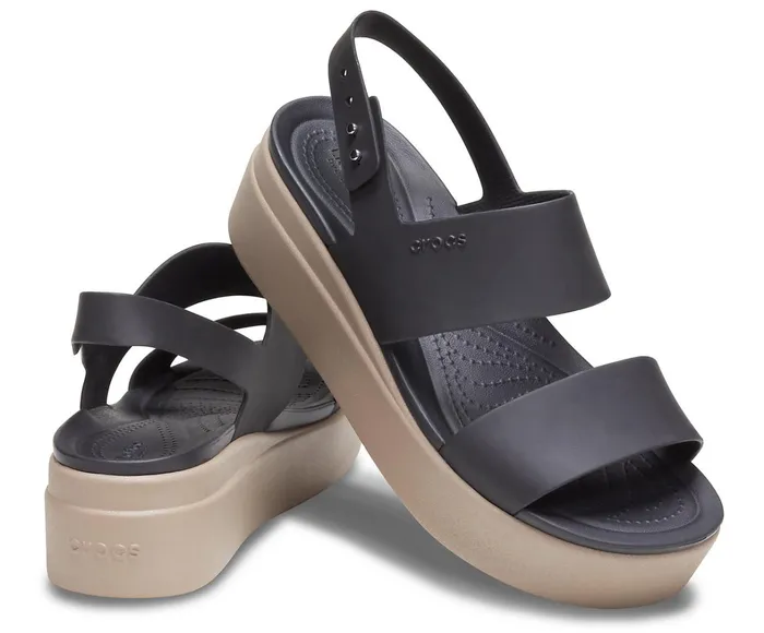 Crocs Sandals Womens Crocs Brooklyn Low Wedge Black Mushroom Gift 4 You