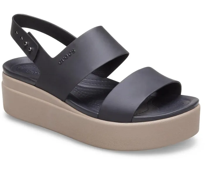 Crocs Sandals Womens Crocs Brooklyn Low Wedge Black Mushroom Gift 4 You