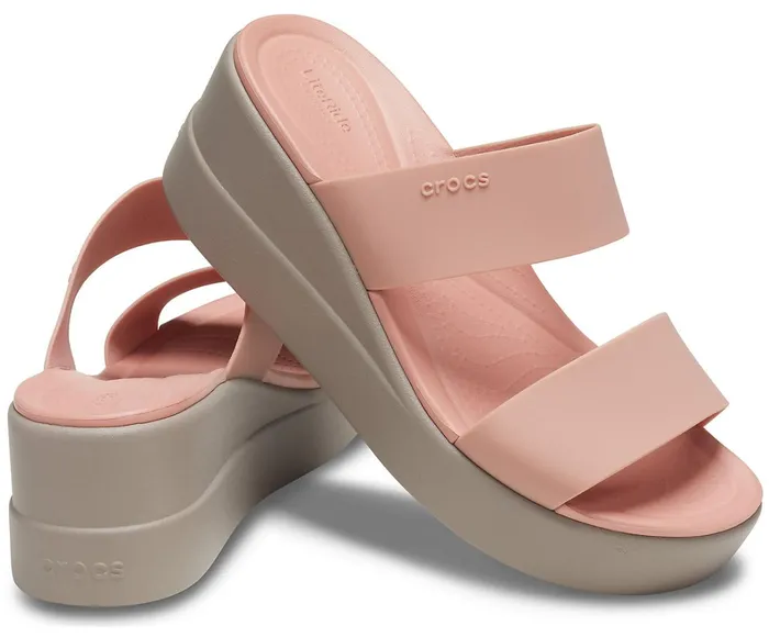 Crocs Sandals Womens Crocs Brooklyn Mid Wedge Pale Blush Near Me