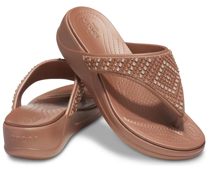Crocs Sandals Womens Crocs Monterey Shimmer Wedge Flip Bronze Gift 4 You