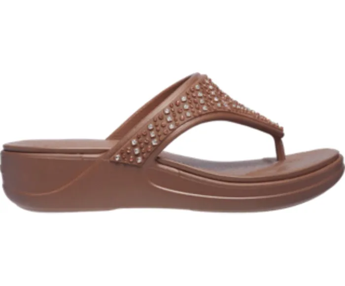 Crocs Sandals Womens Crocs Monterey Shimmer Wedge Flip Bronze Gift 4 You