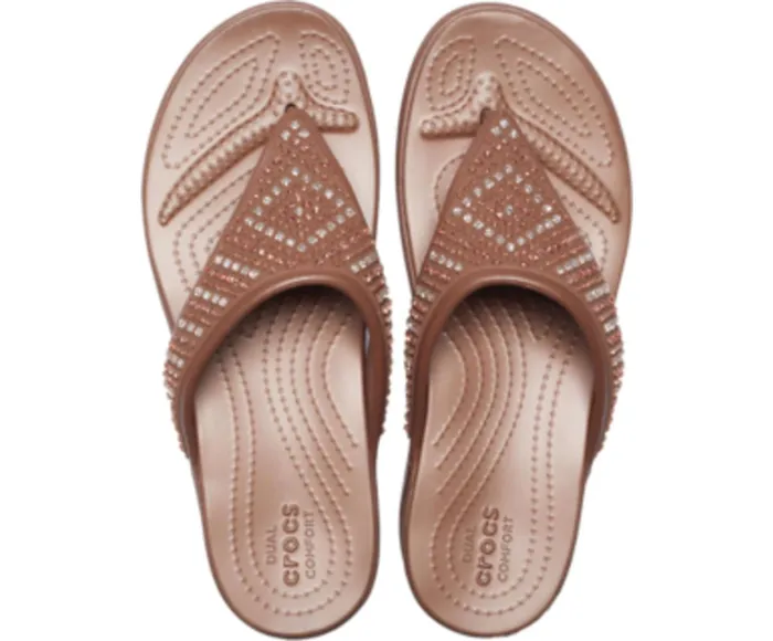 Crocs Sandals Womens Crocs Monterey Shimmer Wedge Flip Bronze Gift 4 You